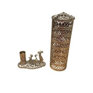 VINTAGE SIGNED SAM FINK LIPSTICK/PLISH/FINGER STAND AND HAIRSPRAY CAN COVER